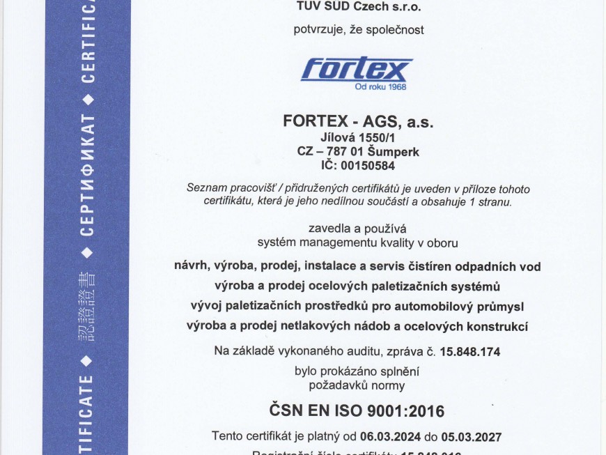 Certifikát ČSN EN ISO 9001_2016